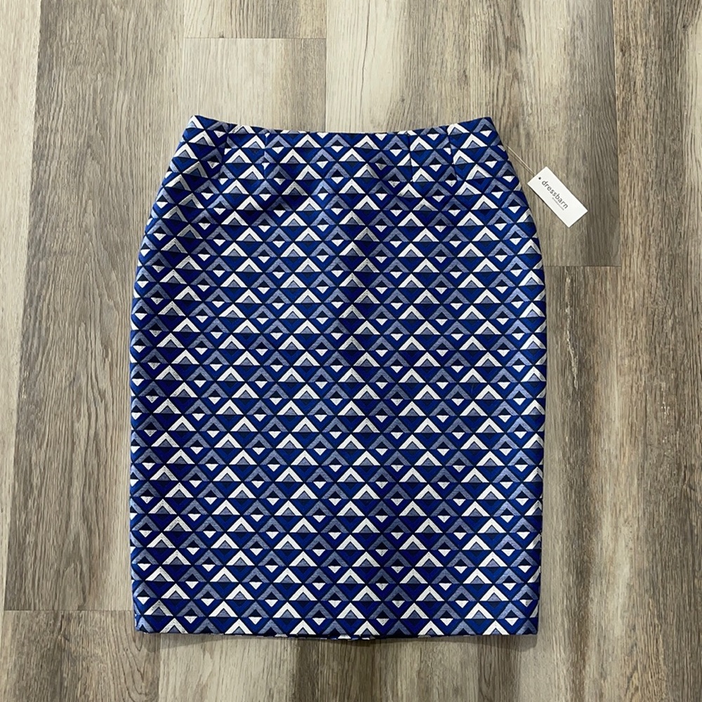 Jones Studio pencil skirt size 4 geometric print blue NEW